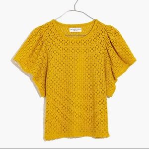 Texture & Thread Eyelet Flutter Blouse
